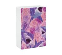 Shark And Flowers Watercolor Lightweight Cigarette Case Funny Cigarettes Holder Box Portable Plastic Smoking Accessories Gifts