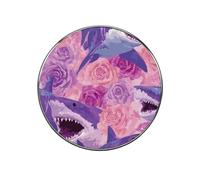 Shark And Flowers Watercolor Round Fridge Magnet Decorative Refrigerator Magnets Metal Magnetic Stickers Gift for Home Office