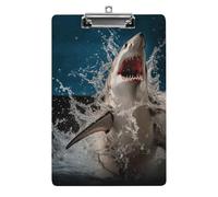Shark Attack Fish Clipboard, A4 Acrylic Clipboard with Hanging Hole, Ultra-Light Clip Board - Holds 100 Sheets, Shatterproof Document Holder for Office, 12.5" X 8.5"