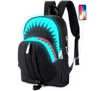 Shark Backpack, Glow-in-the-Dark School Bag - Large Durable Bookbag for Boys, Middle & High School Students