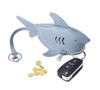 Shark Bag | Keychain with Portable Bag and Zipper, Leather Key Chain Purse with Shark Shape, for Women, Children and Girls, for Small Outdoor Objects, light blue, Consulte la descripción, See