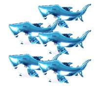 Shark Balloons, Giant Aluminum Foil Shark Balloons, 5 PCS Blue Cute Splash Shark Balloon, Shark Birthday Decorations for Shark Week Decor Ocean Under The Sea Party Supplies