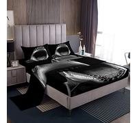 Shark Bed Set Ocean Bed Sheets for Kids Boys Girls Ocean Marine Sheet Set Creature Sealife Bedding Sheets Black 1 Bed Sheets Single Size
