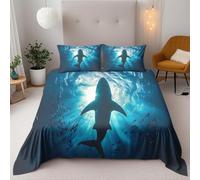 Shark Bedding 3D Printe Duvet Cover Set Soft Microfiber Duvet Cover King 220X240Cm With Zipper Closure With 2 Pillowcase For Boys Girls Adults Kids Bedroom