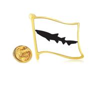 Shark biology fish outline Golden Metal Flag Lapel Pin Badge