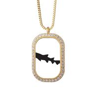 Shark biology fish outline Necklace Pendant Diamond Crystal Golden Jewelry