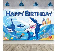 Shark Birthday Party Decorations Shark Under The Sea Theme Backdrop Shark Happy Birthday Banner Photo Background Party Supplies for Kids 6x4ft