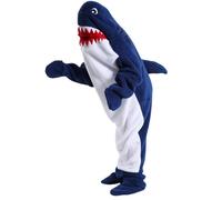 Shark Blanket for Adults Kids, Wearable Shark Blanket Hoodie, Super Soft Cozy Flannel Throw Wearable Blanket, Sleeping Bag Cosplay Shark Costume Blanket Gifts (Navy, XS for 39-49in Height)