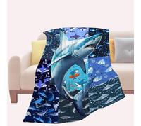 Shark Blanket Ocean Fleece Throw Blanket Super Soft Warm Cozy Fuzzy Plush Nautical Shark Print Blanket Gifts for Girls Boys Kids Room Decor 40"X50"