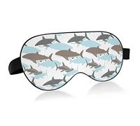 Shark Blue Sleep Mask Blindfold Blackout Cooling Funny Eye Mask for Sleeping with Elastic Strip for Women Man