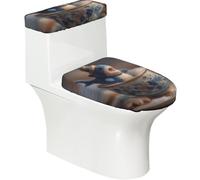 Shark Brew Toilet Lid Cover Set - Elastic Smooth Polyester Material Dustproof and Easy to Clean Durable