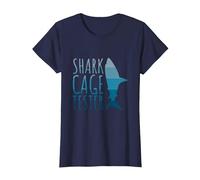 Shark Cage Tester - Arm Amputee T-Shirt, Women, Navy Blue, Large