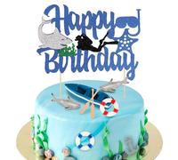 Shark Cake Topper Kit, Beach Baby Shark Cupcake Topper Set Including Shark Figurines Boat Anchor Paddle Life Buoy for Boys Girls Ocean Themed Birthday Party Under The Sea Fish Decorations Supplies