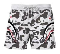 Shark Camo Unisex Pants Sport Pants Casual Shorts Beach Shorts Swimming Pants, D, Medium