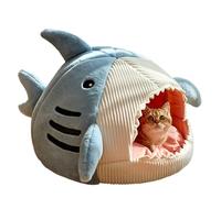 Shark Cat Beds, 2026 New Cute Winter Warm Soft Shark Mouth Pet Bed Cave,Covered Shark Heads Shaped Indoor Pet Nest for Cats, Small Dogs (Blue,S:for6.6 lbs cat)