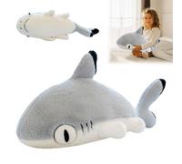 Shark Cat Rag Doll Soft 2 in 1 Plush Toy Cuddly Toy Plush Toy Holiday Decor Prop Bedroom Sofa Fluffy Sleeping Companion Pillow Home Decoration (Gray)