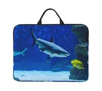 Shark Chasing Small Fish Patterned Laptop Sleeve Bag, 17 Inch Shockproof Laptop Sleeve, Slim Laptop Bag
