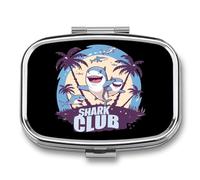 Shark Club Ocean Week Travel Pill Organizer 2 Compartments Pill Case Pill Box Containers for Purse Pocket