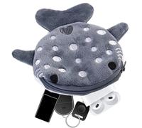 Shark Coin Case - Boys Wallet with Zipper, Cute Shark Shaped Earphone Storage Bag | Funny Shark Pattern Wallet with Embroidery Pattern Design, Grey, Se référer au descriptif, Refer to description