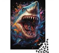 Shark Colorful Graffiti 1000 Piece Jigsaw Puzzle Paper for Adults Artistic Jigsaw Puzzle Game Relaxation Gift 38x26cm/1000pcs