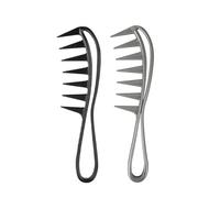 Shark Comb, Wide Tooth Comb Curly Hair Comb Anti-Static Afro Hair Comb for Men, Oil Shape Comb Retro Style (Black, Grey) 2 Pieces