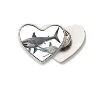 Shark Companion Swimng Combination Heart Metal Pin Brooch Clip Love
