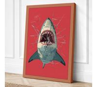 Shark Confrontation Modern Canvas Wall Art Print 30x20 Inch (76 x 51 cm)