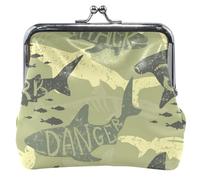Shark Danger Green Leather Purse for Women with Cute Buckle, Shark Danger Green, Classic, Shark Danger Green, Classic, Shark Danger Green, Classic