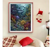 Shark Diamond Art Coral Diamond Art Kits Adults 5D Square Drill Diaond Painting, Cross Stitch Arts Crafts Pictures Embroidery Kit for Beginner, Crystal Arts Kits for Kids for Wall Decor 60x180cm J0-56