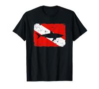 Shark Dive Flag / Vintage Distressed Divers Tee T-Shirt