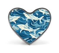 Shark Diving Novelty Metal Badges Love Shape Heart Form Brooch Pin Clothes Hat Bag Accessories