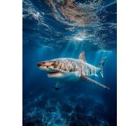 Shark DIY Diamond Art, Diamond Painting for Home Wall Decor, Sea 5D Square Full Drill Crystal Art Kits for Adults, DIY Cross Stitch Embroidery Crafts Pictures, Gifts for Women, 24x36in 8-7032