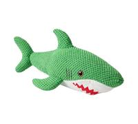 Shark Dog Chew Toy Green Stuffed Cuddling Doll with Built-in Squeaker