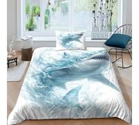 Shark Duvet Cover Set 3 PCS Hotel Quality Quilt Cover Bed Sets Bed Covers with Pillowcases with Zipper Closure Breathable Stylish Comforter Single（135x200cm）
