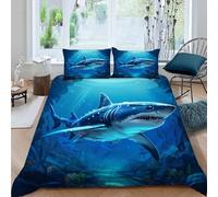 Shark Duvet Cover Set,3D Animal Beddings 1 Duvet Cover And 2 Pillowcases,Double Microfiber Bedding Set,Print Duvet Quilt Cover&Pillowcase With Zipper Closure, Super Soft Duvet Cover For Kids