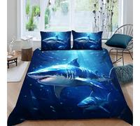 Shark Duvet Cover Set,3D Animal Beddings 1 Duvet Cover And 2 Pillowcases,Single Microfiber Bedding Set,Print Duvet Quilt Cover&Pillowcase With Zipper Closure, Super Soft Duvet Cover For Kids