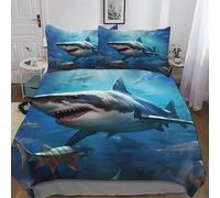 Shark Duvet Cover Set Microfiber Bedding Set Quilt Cover 2 Pieces with Pillowcases For Boys Girls Comforter Cover Single(135x200cm)