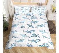 Shark Duvet Cover Set Ocean Life Bedding Sets Soft Microfiber Duvet Cover Emperor Size 290x235 cm 3D Quilt Cover with Zipper Closure and 2 Pillowcases b.2578