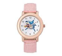 Shark Eating Pizza Fashion Women's Watch Easy Reader Novelty Slim Quartz Casual Dress Wrist Watches