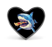 Shark Eating Pizza Novelty Metal Badges Love Shape Heart Form Brooch Pin Clothes Hat Bag Accessories
