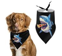 Shark Eating Pizza Printed Dog Bandanas Funny Pets Triangle Scarf Puppies Handkerchief for Small Medium Large Dogs Cats Pet