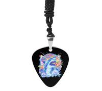 Shark Eating Pizza Womens Guitar Pick Necklace for Men Pendant with Chain Music Accessory