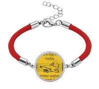 Shark Enter Water At Own Risk Lucky Red String Bracelet Rope Bracelet Handmade
