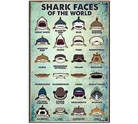 Shark Face Knowledge Metal International Metal Funny Wall Art Decor Metal Sign Poster 8X12 Inches