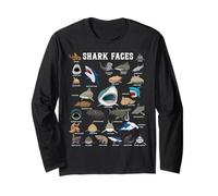 Shark Faces - Type of Shark - Shark Faces of All Kinds Long Sleeve T-Shirt