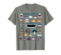 Shark Faces - Types of Shark - Marine Biology Ocean Lovers T-Shirt, Men, Olive Heather, XX-Large