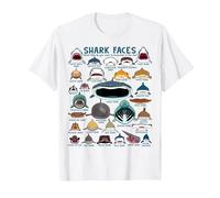Shark Faces - Types of Shark - Marine Biology Ocean Lovers T-Shirt, Men, White, 5X-Large