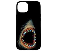 Shark Fairy Lights Illustration | Funny Holiday Shark Case for iPhone 15 Plus