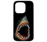 Shark Fairy Lights Illustration | Funny Holiday Shark Case for iPhone 15 Pro
