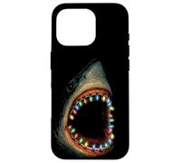 Shark Fairy Lights Illustration | Funny Holiday Shark Case for iPhone 16 Pro